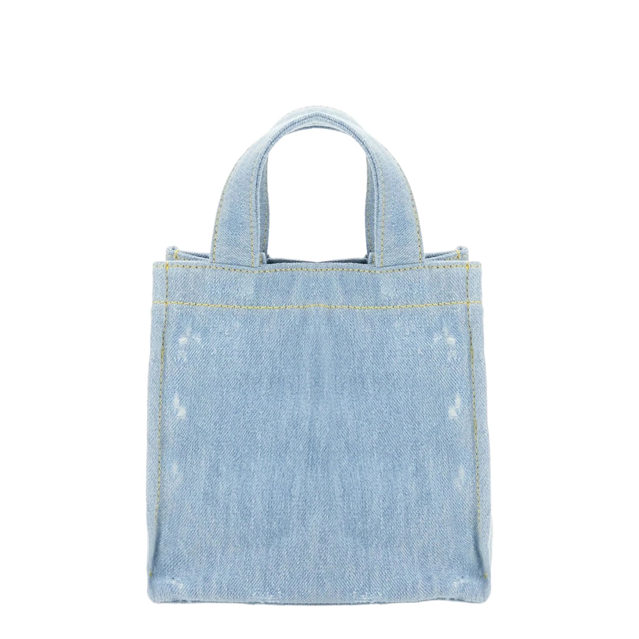 Mini Denim Shopper Bag With Logo - Image 4
