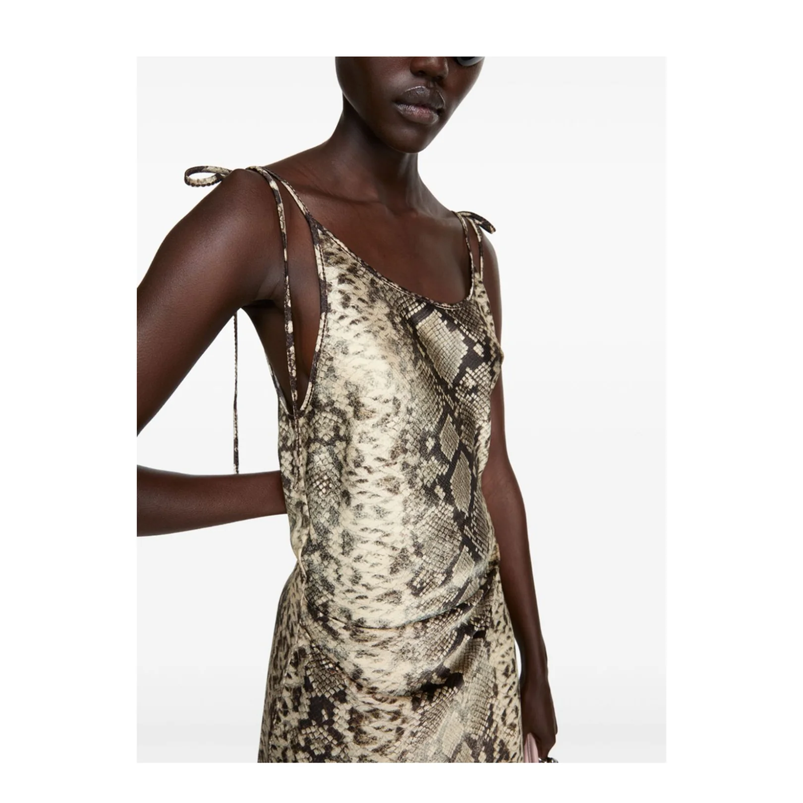 Satin Dress - Multi Brown - Image 4