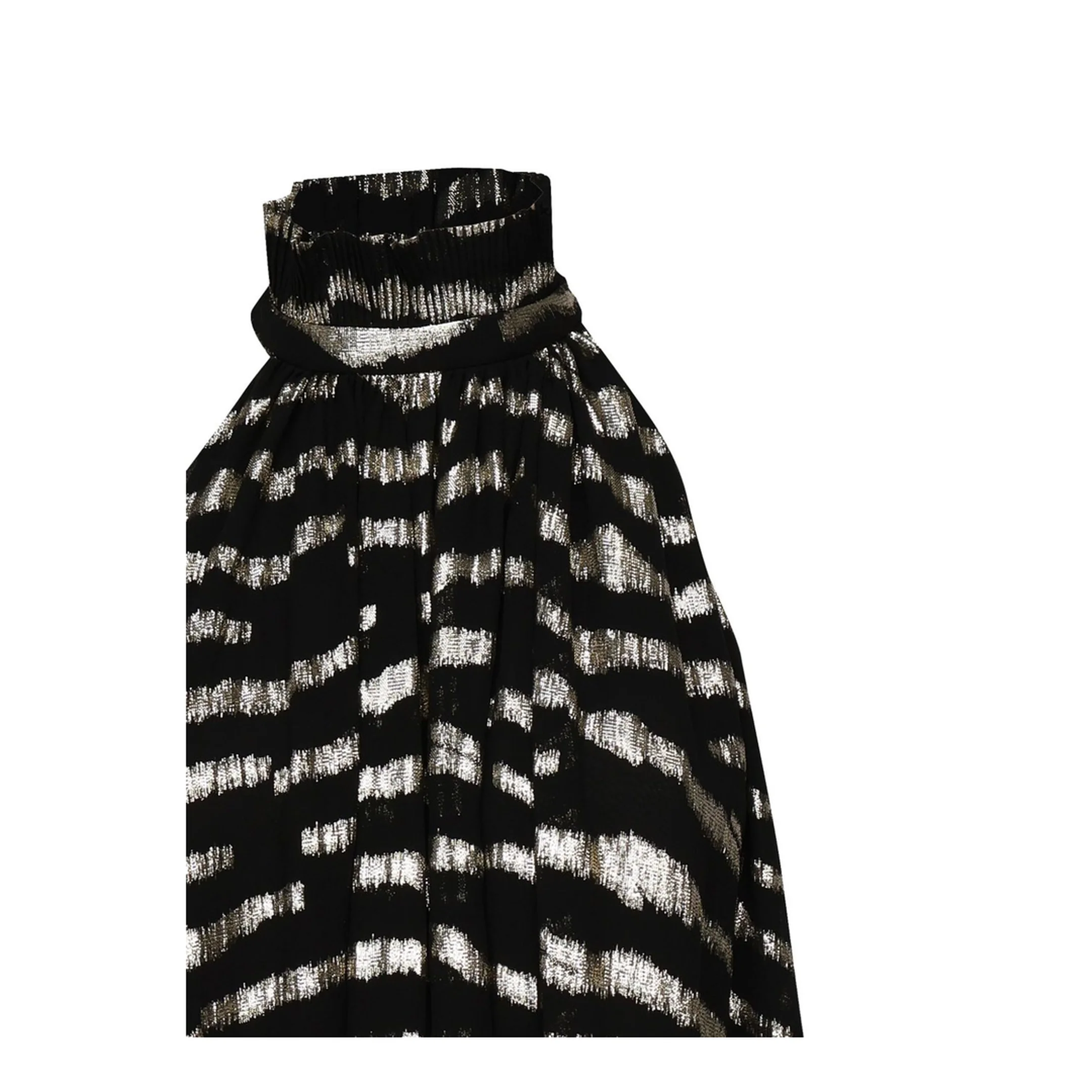 Long Dress in Lamé Tiger Silk - Black / Gold - Image 3