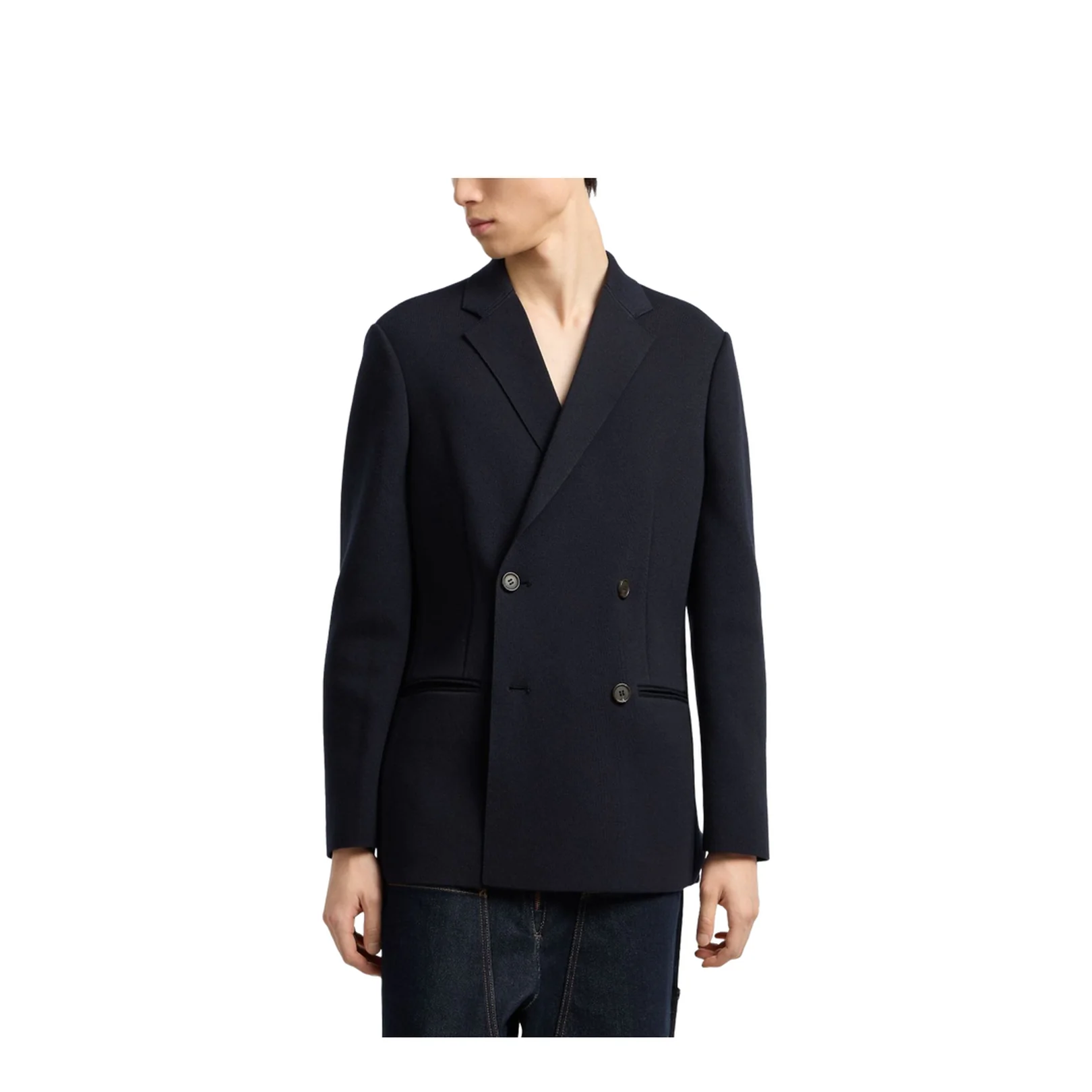 Double-breasted Blazer in a Plain-Knit Wool Blend - Image 3
