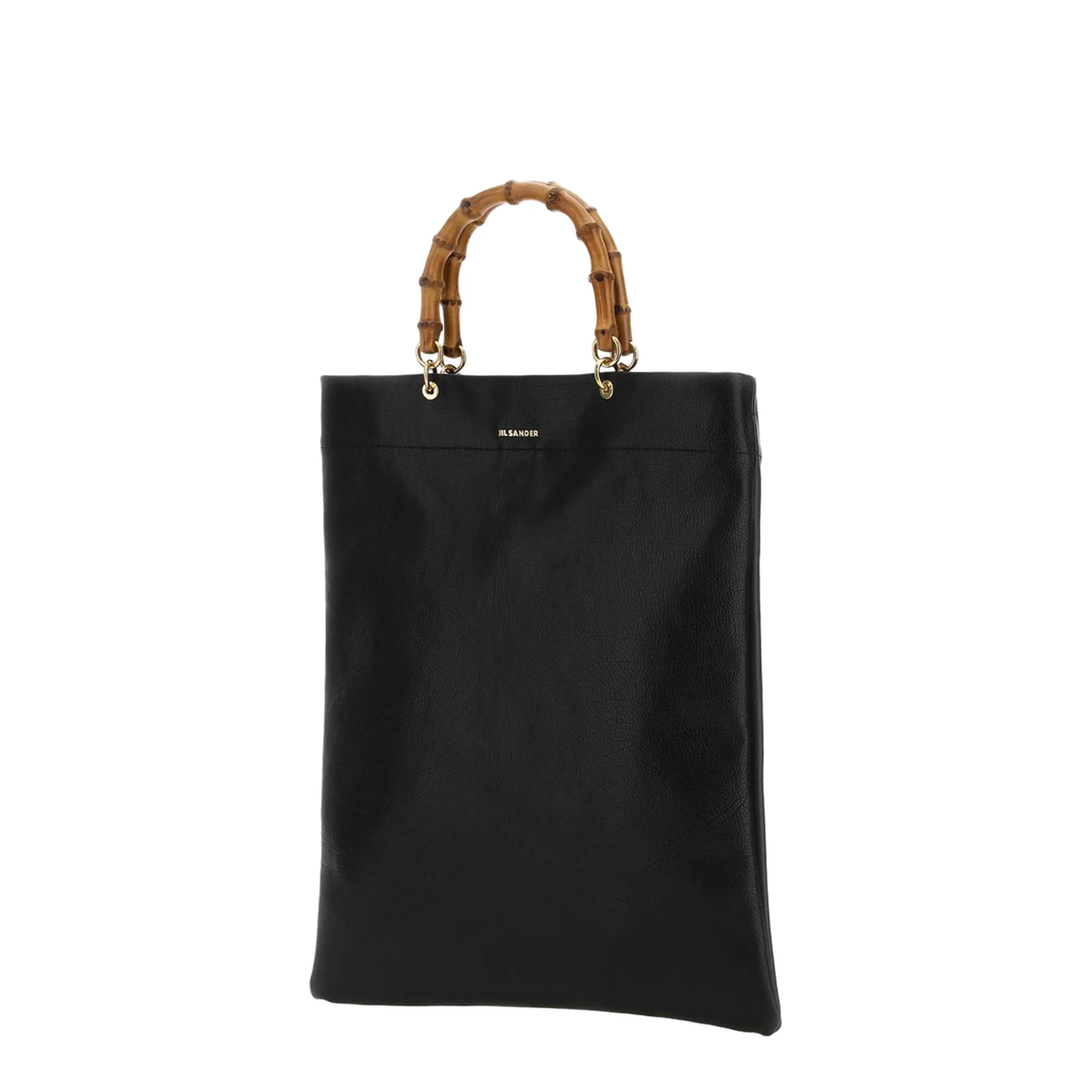 Leather Bag with Bamboo Handles and Logo - Image 4